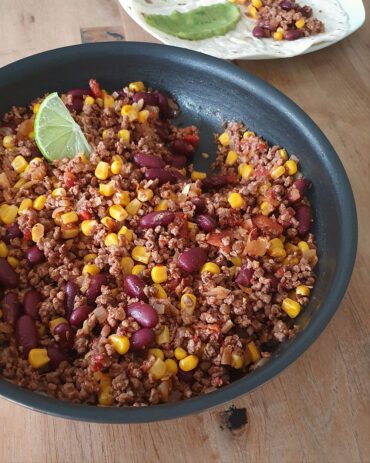 Tex mex Rezept für Fajitas mit Hackfleisch, Bohnen und Mais